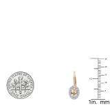0.55 Carat (ctw) 14K Rose Gold Oval Cut Morganite & Round Cut White Diamond Ladies Halo Style Hoop Earrings 1/2 CT