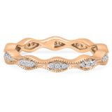 0.20 Carat (ctw) 10K Rose Gold Round White Diamond Ladies Vintage Style Milgrain Eternity Anniversary Wedding Band 1/5 CT