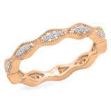 0.20 Carat (ctw) 14K Rose Gold Round White Diamond Ladies Vintage Style Milgrain Eternity Anniversary Wedding Band 1/5 CT