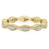 0.20 Carat (ctw) 18K Yellow Gold Round White Diamond Ladies Vintage Style Milgrain Eternity Anniversary Wedding Band 1/5 CT