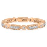 0.30 Carat (ctw) 10K Rose Gold Round White Diamond Ladies Vintage Style Anniversary Wedding Eternity Stackable Band 1/3 CT