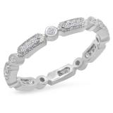 0.30 Carat (ctw) 10K White Gold Round White Diamond Ladies Vintage Style Anniversary Wedding Eternity Stackable Band 1/3 CT