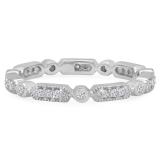 0.30 Carat (ctw) 10K White Gold Round White Diamond Ladies Vintage Style Anniversary Wedding Eternity Stackable Band 1/3 CT