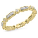 0.30 Carat (ctw) 10K Yellow Gold Round White Diamond Ladies Vintage Style Anniversary Wedding Eternity Stackable Band 1/3 CT