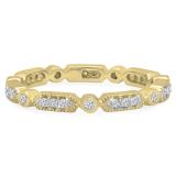 0.30 Carat (ctw) 10K Yellow Gold Round White Diamond Ladies Vintage Style Anniversary Wedding Eternity Stackable Band 1/3 CT