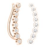 0.60 Carat (ctw) 14K Rose Gold Round Cut White Diamond Ladies Journey Curved Climber Earrings