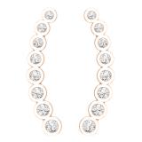 0.60 Carat (ctw) 14K Rose Gold Round Cut White Diamond Ladies Journey Curved Climber Earrings