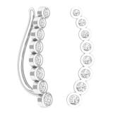 0.60 Carat (ctw) 14K White Gold Round Cut White Diamond Ladies Journey Curved Climber Earrings