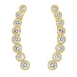 0.60 Carat (ctw) 14K Yellow Gold Round Cut White Diamond Ladies Journey Curved Climber Earrings