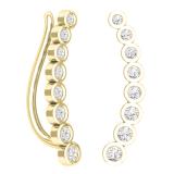 0.60 Carat (ctw) 14K Yellow Gold Round Cut White Diamond Ladies Journey Curved Climber Earrings