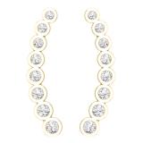 0.60 Carat (ctw) 14K Yellow Gold Round Cut White Diamond Ladies Journey Curved Climber Earrings