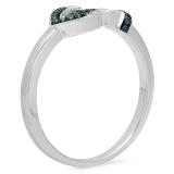 0.10 Carat (ctw) Sterling Silver Round Blue Diamond Ladies Bridal Vintage Right Hand Arrow Ring