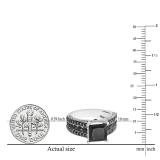 Princess & Round Black Diamond 3 Row Engagement Ring for Women (5.00 ctw, Color Black, Clarity Opaque) in 10K White Gold