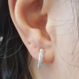 0.40 Carat (ctw) 10K White Gold Round Diamond Ladies Pave Set Huggies Hoop Earrings