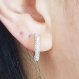 0.40 Carat (ctw) 10K Yellow Gold Round Diamond Ladies Pave Set Huggies Hoop Earrings