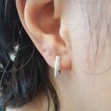 0.40 Carat (ctw) 14K White Gold Round Diamond Ladies Pave Set Huggies Hoop Earrings