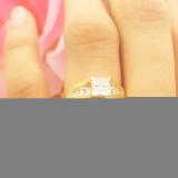 0.50 Carat (ctw) 10K Yellow Gold Round & Princess Cut White Diamond Ladies Bridal Engagement Ring With Matching Band Set 1/2 CT