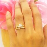 0.50 Carat (ctw) 18K Yellow Gold Round & Princess Cut White Diamond Ladies Bridal Engagement Ring With Matching Band Set 1/2 CT