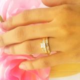 0.50 Carat (ctw) 18K Yellow Gold Round & Princess Cut White Diamond Ladies Bridal Engagement Ring With Matching Band Set 1/2 CT