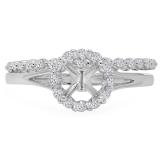 0.65 Carat (ctw) 14K White Gold Round Cut Diamond Ladies Halo Style Bridal Semi Mount Engagement Ring With Matching Band Set (No Center Stone)