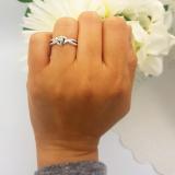 0.20 Carat (ctw) Sterling Silver Round White Diamond Ladies 3 Stone Swirl Split Shank Twisted Engagement Promise Ring 1/5 CT