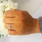 0.20 Carat (ctw) Sterling Silver Round White Diamond Ladies 3 Stone Swirl Split Shank Twisted Engagement Promise Ring 1/5 CT