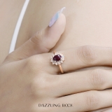 1.10 Carat (ctw) Kate Middleton Diana Inspired 10K Rose Gold Round Real Diamond & Oval Ruby Royal Engagement Ring 1 CT