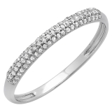 0.16 Carat (ctw) 10K White Gold Round White Diamond Ladies Bridal Anniversary Wedding Band Stackable Ring