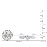 0.12 Carat (ctw) 10K White Gold Round Cut White Diamond Ladies Bypass Style Promise Ring