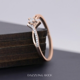 0.12 Carat (ctw) 18K Rose Gold Round Cut White Diamond Ladies Bypass Style Promise Ring