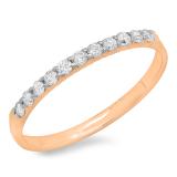 0.17 Carat (ctw) 14K Rose Gold Round White Diamond Ladies Anniversary Wedding Ring Stackable Band