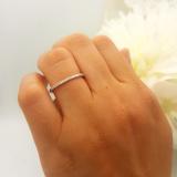 0.14 Carat (ctw) 10K White Gold Round Cut Diamond Ladies Dainty Anniversary Wedding Stackable Band