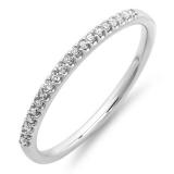 0.14 Carat (ctw) 14K White Gold Round Cut Diamond Ladies Dainty Anniversary Wedding Stackable Band
