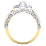 0.90 Carat (ctw) 10K Yellow Gold Round Cut Diamond Ladies Halo Style Split Shank Milgrain Bridal Engagement Ring With Matching Band Set