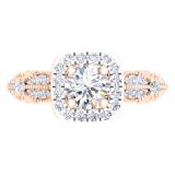 1.22 Carat (ctw) 10K Rose Gold Round Cut Diamond Ladies Halo Style Split Shank Vintage & Antique Milgrain Engagement Ring 1 1/4 CT