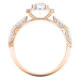 1.22 Carat (ctw) 10K Rose Gold Round Cut Diamond Ladies Halo Style Split Shank Vintage & Antique Milgrain Engagement Ring 1 1/4 CT