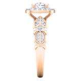 1.22 Carat (ctw) 10K Rose Gold Round Cut Diamond Ladies Halo Style Split Shank Vintage & Antique Milgrain Engagement Ring 1 1/4 CT