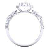 1.22 Carat (ctw) 10K White Gold Round Cut Diamond Ladies Halo Style Split Shank Vintage & Antique Milgrain Engagement Ring 1 1/4 CT
