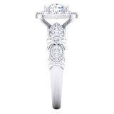 1.22 Carat (ctw) 10K White Gold Round Cut Diamond Ladies Halo Style Split Shank Vintage & Antique Milgrain Engagement Ring 1 1/4 CT