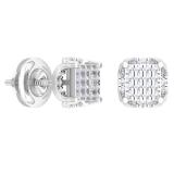 0.20 Carat (ctw) 14K White Gold Round Cut White Diamond Ladies Fashion Stud Earrings