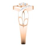 0.45 Carat (Ctw) 10K Rose Gold Round White Diamond Ladies Swirl Split Shank Halo Bridal Promise Engagement Ring 1/2 CT