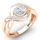 0.45 Carat (Ctw) 14K Rose Gold Round White Diamond Ladies Swirl Split Shank Halo Bridal Promise Engagement Ring 1/2 CT