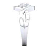 0.45 Carat (Ctw) 14K White Gold Round White Diamond Ladies Swirl Split Shank Halo Bridal Promise Engagement Ring 1/2 CT