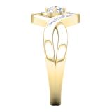 0.45 Carat (Ctw) 14K Yellow Gold Round White Diamond Ladies Swirl Split Shank Halo Bridal Promise Engagement Ring 1/2 CT