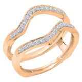 0.25 Carat (ctw) 10K Rose Gold Round White Diamond Ladies Anniversary Wedding Band Contour Enhancer Double Guard Ring 1/4 CT