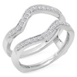 0.25 Carat (ctw) 10K White Gold Round White Diamond Ladies Anniversary Wedding Band Contour Enhancer Double Guard Ring 1/4 CT