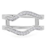 0.25 Carat (ctw) 10K White Gold Round White Diamond Ladies Anniversary Wedding Band Contour Enhancer Double Guard Ring 1/4 CT