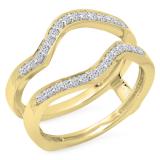 0.25 Carat (ctw) 10K Yellow Gold Round White Diamond Ladies Anniversary Wedding Band Contour Enhancer Double Guard Ring 1/4 CT