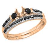 0.65 Carat (ctw) 10K Rose Gold Round Black & White Diamond Ladies Semi Mount Bridal Engagement Ring Set (No Center Stone)