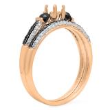 0.65 Carat (ctw) 10K Rose Gold Round Black & White Diamond Ladies Semi Mount Bridal Engagement Ring Set (No Center Stone)